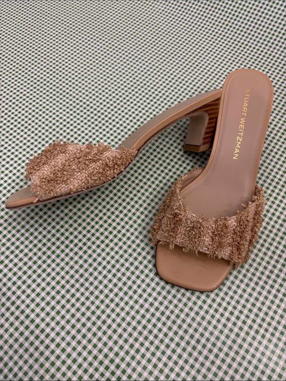 Stuart Weitzman Raffia Slide Mules
